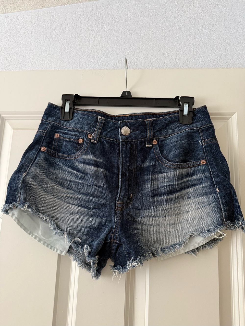 American Eagle Outfitters Distressed Dark Blue Denim Cutoff Shorts